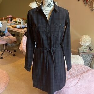 Eddie Bauer  Black & Grey Plaid Shirt Dress